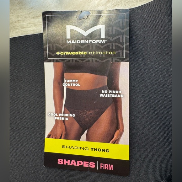 Maidenform Firm Control Shapewear Tame Your Tummy Lace Thong Panty 2XL Black - Picture 7 of 9